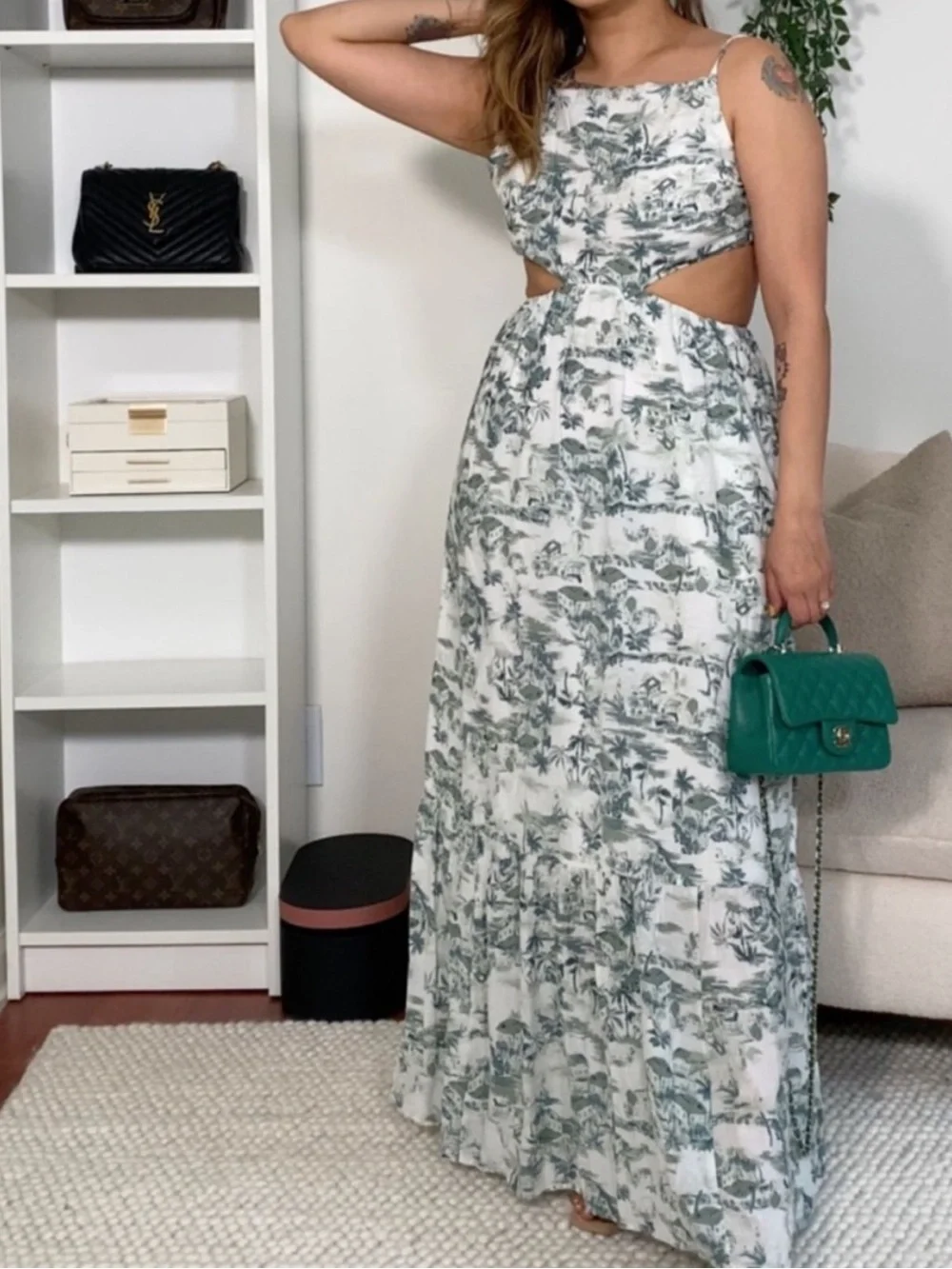 Abercrombie Crinkle Textured Cut Out Maxi Dress